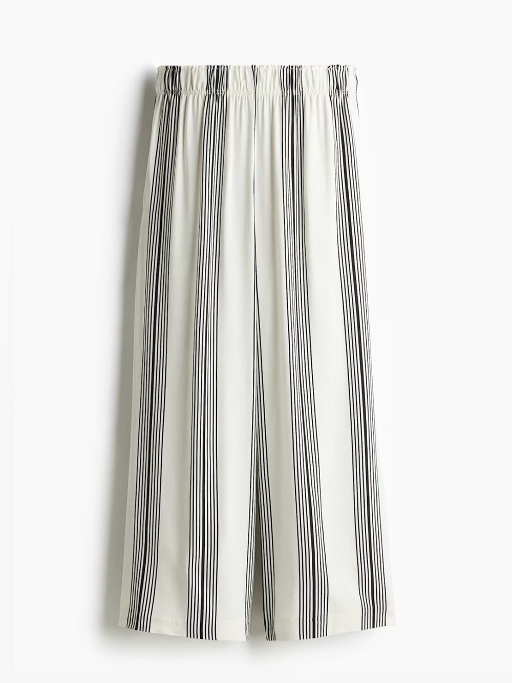 Lightweight Black & White stripped pull on cropped pant